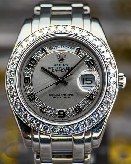 Rolex Day-Date 39MM Silver Dial Platinum Pearlmaster Bracelet (18946)