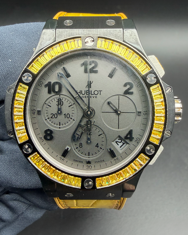 Hublot Big Bang Tutti Frutti "Black Lemon" 41MM Grey Dial Leather Strap (341.CY.1110.LR.1911)