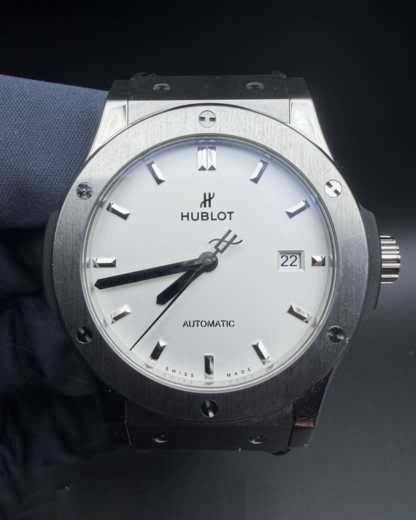 Hublot Classic Fusion 42MM Silver Opaline Dial Leather Strap (542.NX.2611.LR)