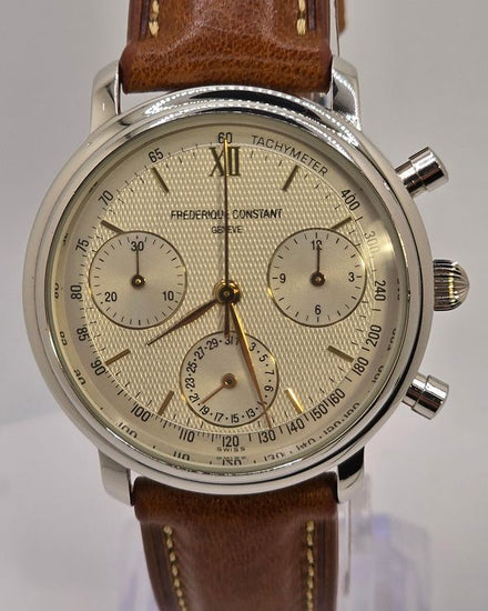 No Reserve - Frederique Constant Geneve 36MM Quartz White Dial Aftermarket Leather Strap (FC-290N36)