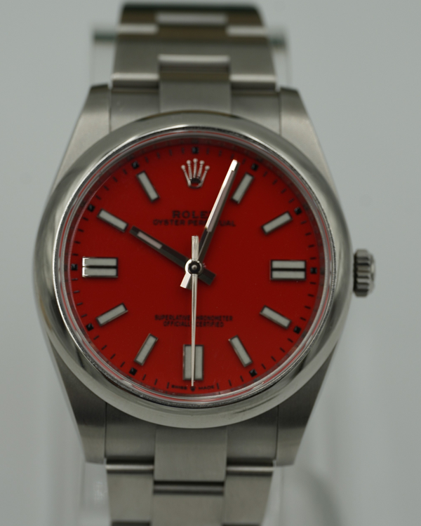 2022 Rolex Oyster Perpetual 41MM Red Dial Oyster Bracelet (124300)
