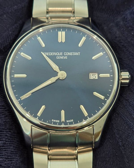 No Reserve - Frederique Constant Classics 40MM Quartz Blue Dial Steel Bracelet (FC-220NS5B6B)
