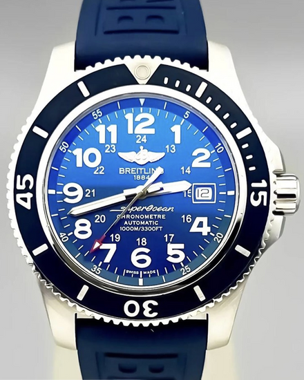 2019 Breitling Superocean II 44MM Blue Dial Rubber Strap (A17392D81C1S2)