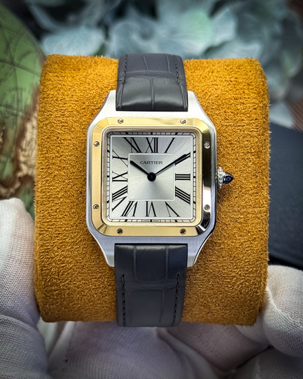 2026 Cartier Santos Dumont Large 43.5MM Quartz Silver Dial Leather Strap (W2SA0046)