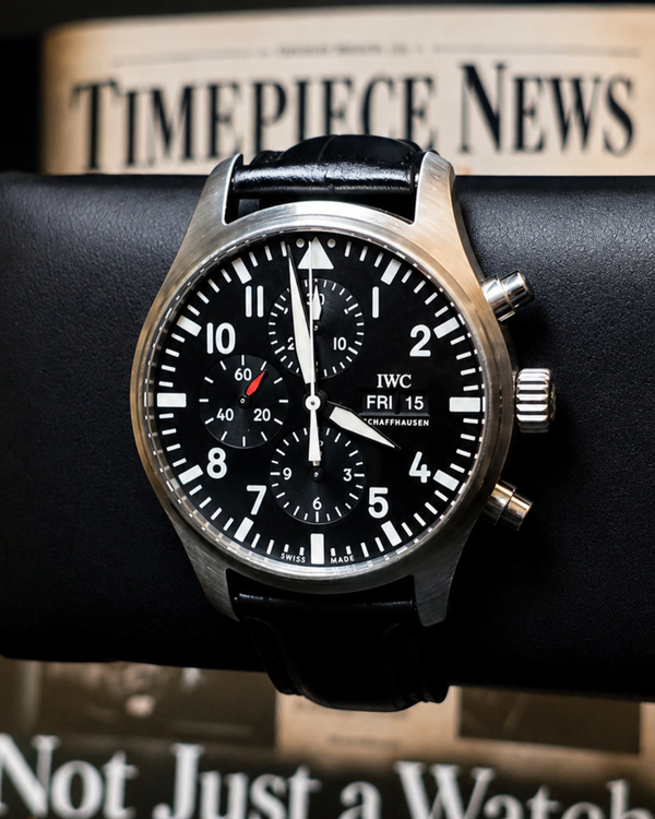 2018 IWC Schaffhausen Pilot Chronograph 43MM Black Dial Leather Strap (IW377709)