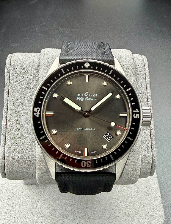 2024 Blancpain Fifty Fathoms Bathyscaphe 43MM Grey Dial Textile Strap (5000-1110-B52A)