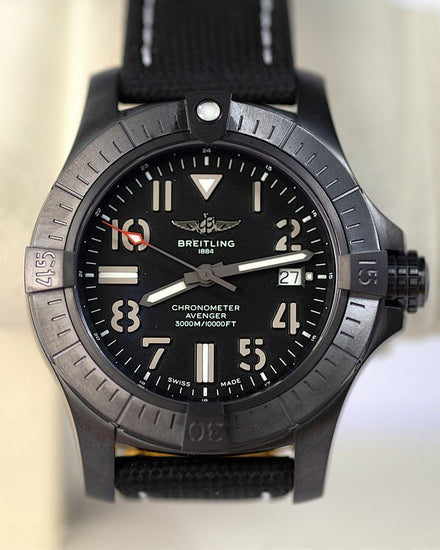 2026 Breitling Avenger Seawolf "Night Mission" 45MM Black Dial Leather Strap (V17319)
