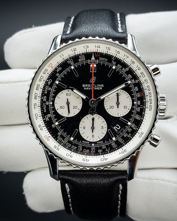 No Reserve - 2021 Breitling Navitimer B01 Chronograph 43MM Black Dial Leather Strap (AB0121211B1P1)