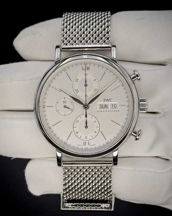 No Reserve - 2018 IWC Schaffhausen Portofino Chronograph 42MM Silver Dial Steel Bracelet (IW391009)