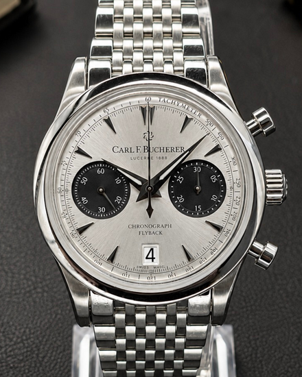 No Reserve - Carl F. Bucherer Manero Flyback 40MM Silver Dial Steel Bracelet (00.10927.08.13.25)