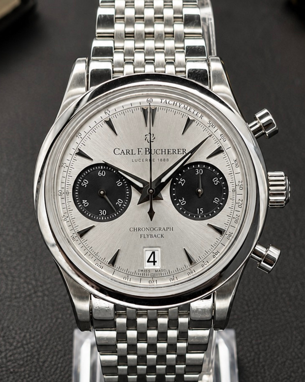 No Reserve - Carl F. Bucherer Manero Flyback 40MM Silver Dial Steel Bracelet (00.10927.08.13.25)