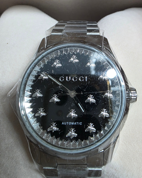 Gucci G-Timeless 38MM Black Dial Steel Bracelet (YA1264130)