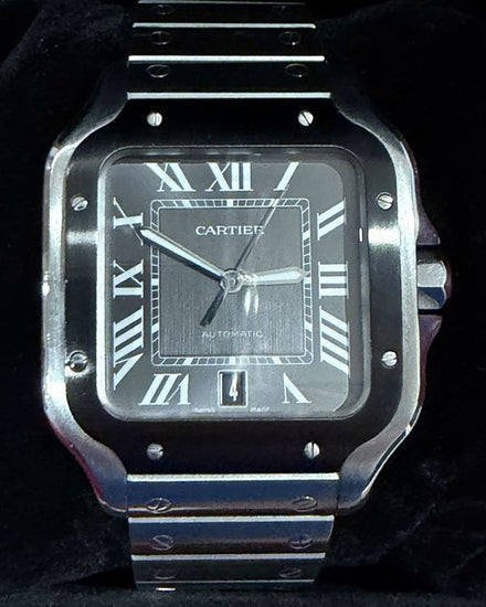 2023 Cartier Santos De Cartier 39.8MM Black Dial Steel Bracelet (WSSA0037)