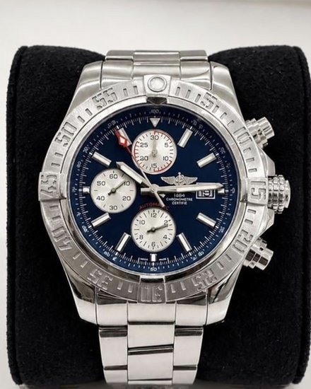 2014 Breitling Super Avenger 48MM Blue Dial Steel Bracelet (A1337111/C871-168A)