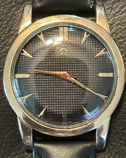 1952 Omega Seamaster Automatic Vintage 34MM Black Dial Aftermarket Leather Strap (2577-25)