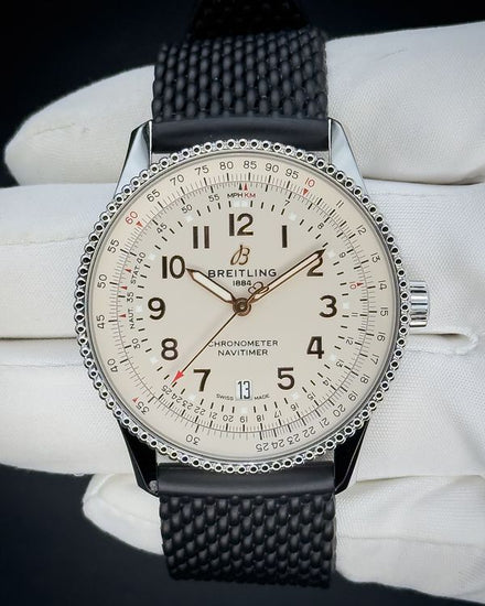 No Reserve - 2023 Breitling Navitimer L.E. 41MM Silver Dial Rubber Strap (A173262A1G1P1)