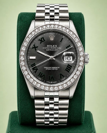 No Reserve - 1975 Rolex Datejust 36MM Aftermarket Slate Dial Aftermarket Jubilee Bracelet (1601)