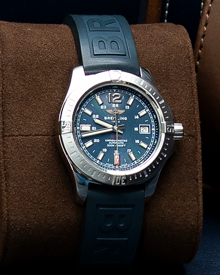No Reserve - Breitling Chronomat Colt 41MM Blue Dial Rubber Strap (A17313)