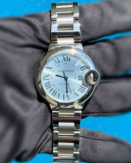 Cartier Ballon Bleu 33MM Ice Blue Dial Steel Bracelet (WSBB0062)
