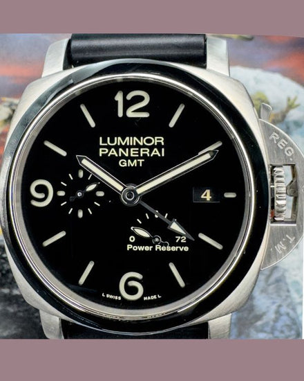 2015 Panerai Luminor 1950 3 Days GMT 44MM Black Dial Rubber Strap (PAM00321)