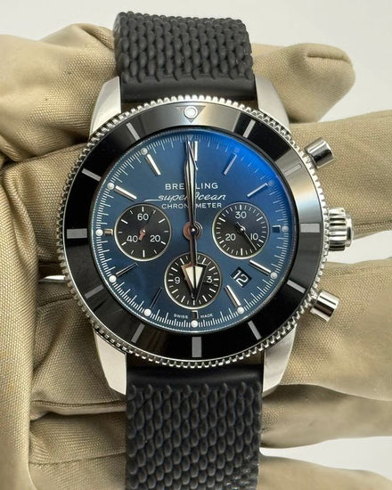 2025 Breitling Superocean Heritage Chronograph 44MM Blue Dial Rubber Strap (AB0162)
