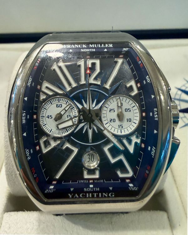No Reserve - Franck Muller Vanguard 44MM Blue Dial Leather Strap (45VCCDTACBL)