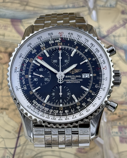 2018 Breitling Navitimer World 46MM Black Dial Steel Bracelet (A2432212/B726)