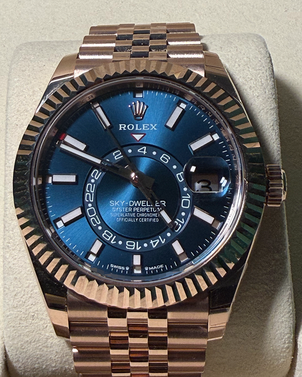 2026 Rolex Sky-Dweller 42MM Blue Dial Rose Gold Jubilee Bracelet (336935)
