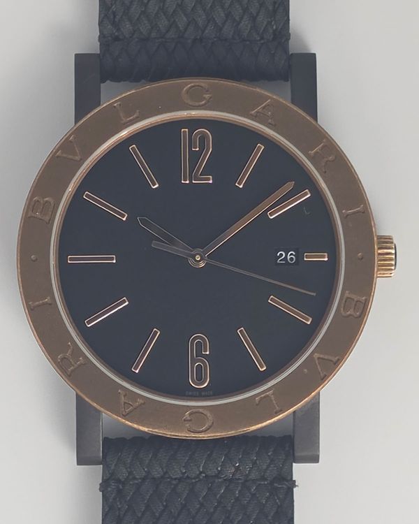 No Reserve - 2018 Bvlgari Solotempo 41MM Black Dial Textile Strap (102931)