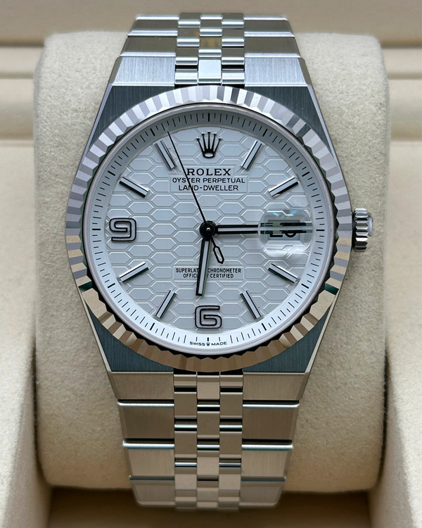 2026 Rolex Land-Dweller 40MM White "Honeycomb" Dial Flat Jubilee Bracelet (127334)