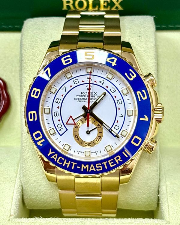 Rolex Yacht-Master 44MM White Dial Yellow Gold Oyster Bracelet (116688)