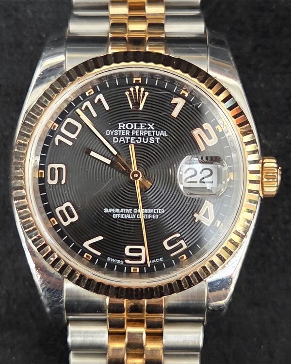 2008 Rolex Datejust 36MM Black "Concentric" Dial Two-Tone Jubilee Bracelet (116231)