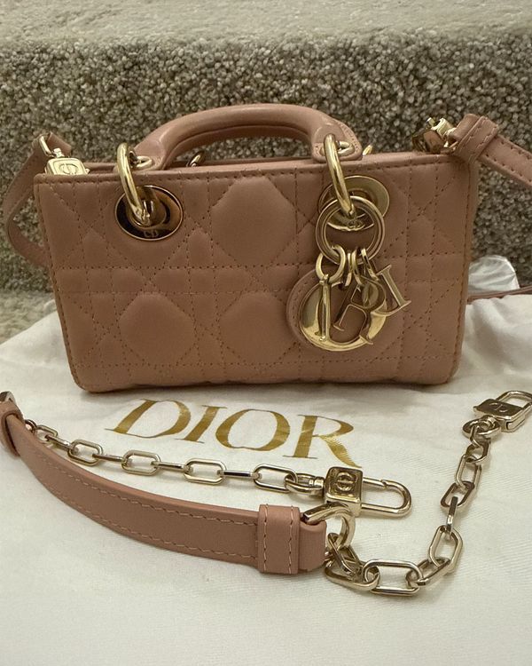 Dior La D My Lady Dior Small Pink Lambskin Gold-Tone Hardware (D Dior)