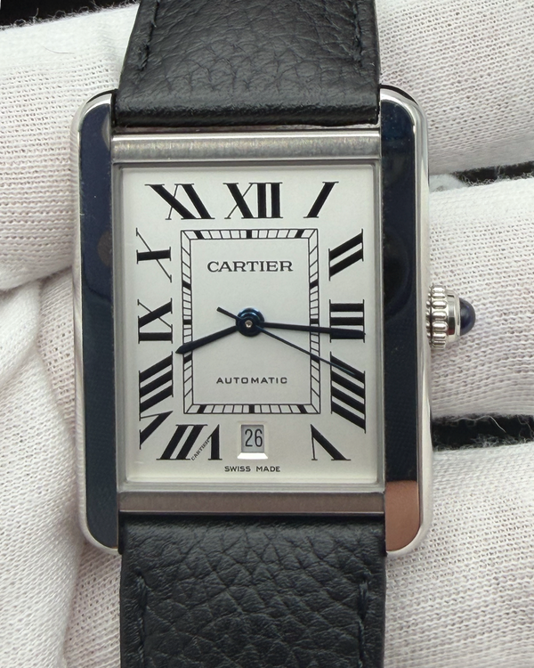 No Reserve - 2021 Cartier Tank Solo XL 31MM Silver Dial Leather Strap (WSTA0029)