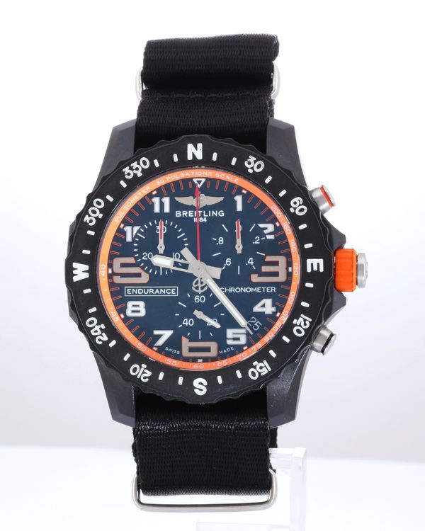 No Reserve - Breitling Endurance Pro 44MM Quartz Black Dial Aftermarket Textile Strap (X82310)