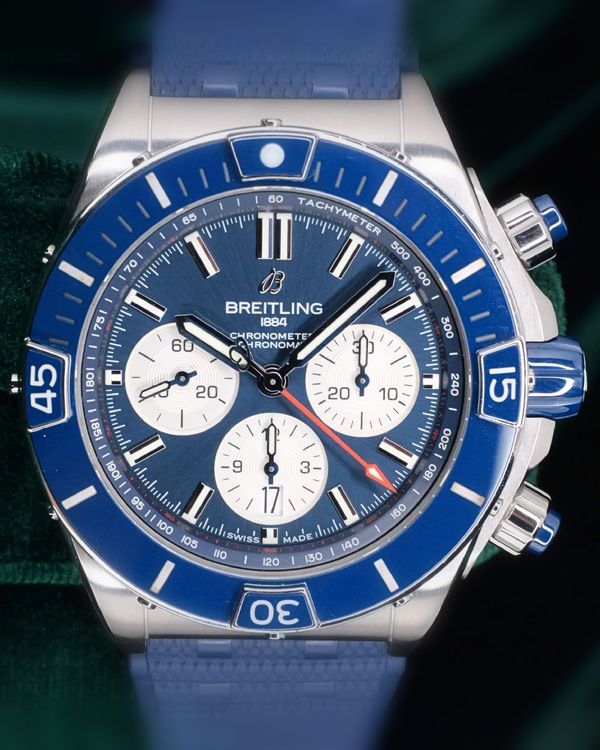 Breitling Super Chronomat B01 44MM Blue Dial Rubber Strap (AB0136)