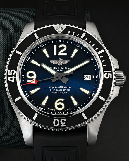 Breitling Superocean 42MM Black Dial Rubber Strap (A17366)