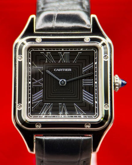 2024 Cartier Santos Dumont 43.5MM Black Dial Leather Strap (WSSA0046)
