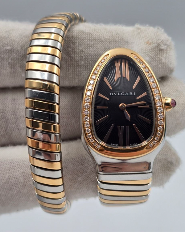 Bvlgari Serpenti Tubogas 35MM Quartz Black Dial Two-Tone Bracelet (103823)