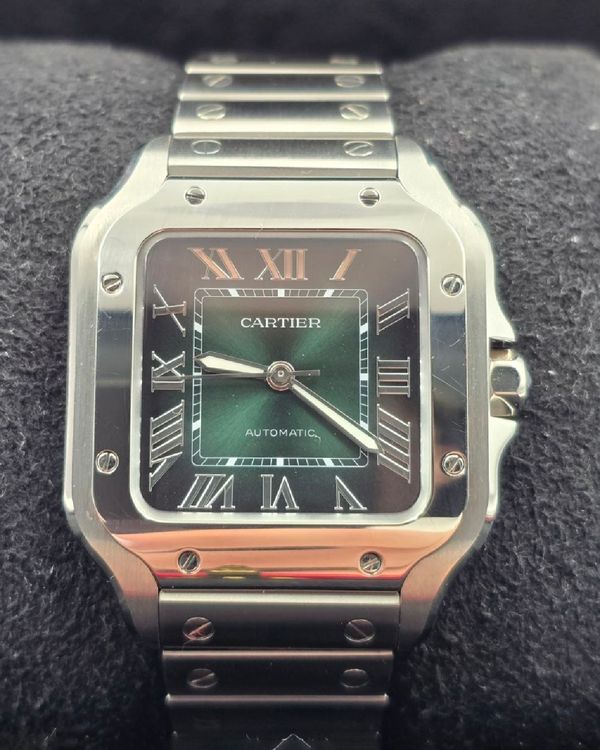 2026 Cartier Santos De Cartier Medium 35.1MM Green "Ombré" Dial Steel Bracelet (WSSA0061)