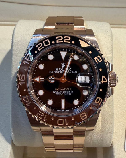2025 Rolex GMT-Master II "Rootbeer" 40MM Black Dial Rose Gold Oyster Bracelet (126715CHNR)