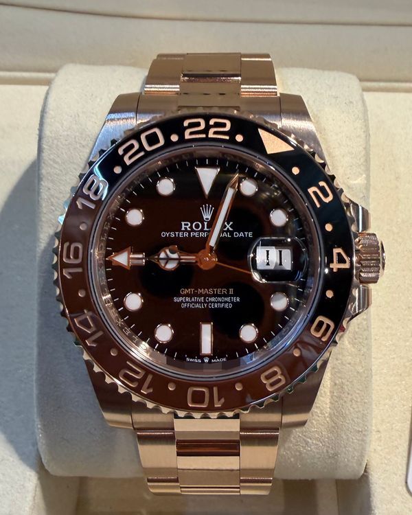 2025 Rolex GMT-Master II "Rootbeer" 40MM Black Dial Rose Gold Oyster Bracelet (126715CHNR)