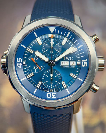 2024 IWC Schaffhausen Aquatimer Chronograph 44MM Blue Dial Rubber Strap (IW376806)
