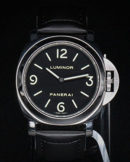 No Reserve - 2015 Panerai Luminor Base 44MM Black Dial Leather Strap (PAM00112)
