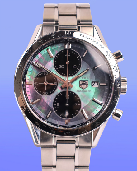 No Reserve -  TAG Heuer Carrera Calibre 16 41MM Mother of Pearl Dial Steel Bracelet (CV201P.BA0794)