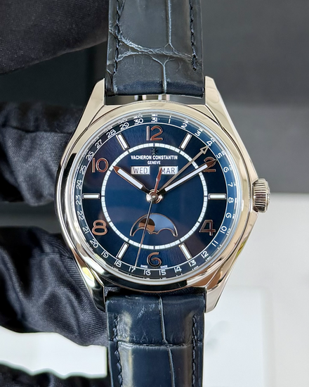 2021 Vacheron Constantin Fiftysix Complete Calendar Moonphase 40MM Blue Dial Leather Strap (4000E/000A-B548)