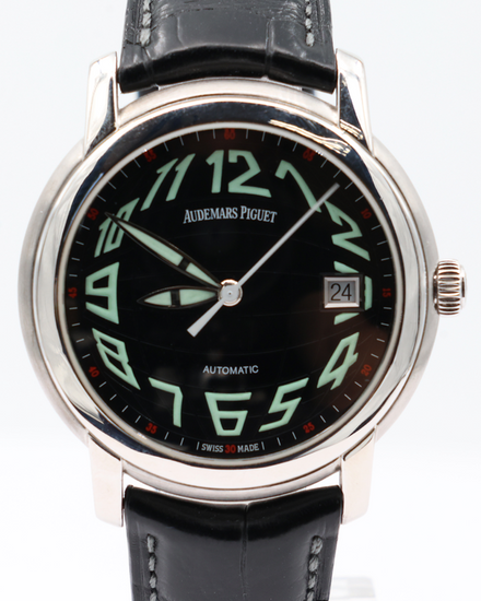 Audemars Piguet Jules "Globe" 39MM Black Dial Leather Strap (15120BC.OO.A002CR.02)