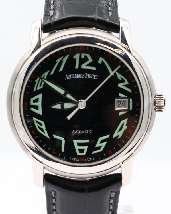 Audemars Piguet Jules "Globe" 39MM Black Dial Leather Strap (15120BC.OO.A002CR.02)