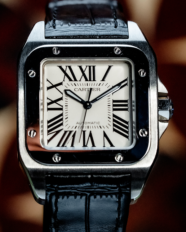 2019 Cartier Santos 100 33MM White Dial Leather Strap (W20126X8)