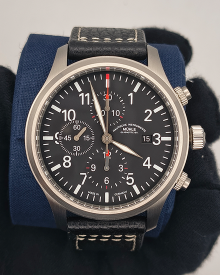 Mühle Glashütte Terrasport I 44MM Black Dial Leather Strap (M1-37-74-LB)